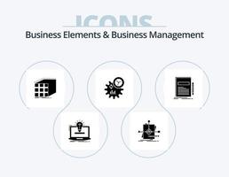 Business Elements And Business Managment Glyph Icon Pack 5 Icon Design. management. business. pattern. matrix. cube vector