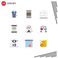 Universal Icon Symbols Group of 9 Modern Flat Colors of board smartphone fitness online connection Editable Vector Design Elements