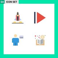 Pack of 4 creative Flat Icons of unicorn startup debit startup body dvd Editable Vector Design Elements