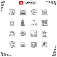 16 Thematic Vector Outlines and Editable Symbols of office simple furniture full printer Editable Vector Design Elements