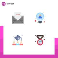 4 Universal Flat Icon Signs Symbols of envelope business thanks employee leadership Editable Vector Design Elements