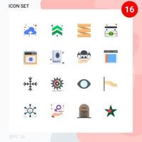 16 signos universales de color plano símbolos de la optimización de la medición de la página del corán patrick paquete editable de elementos de diseño de vectores creativos