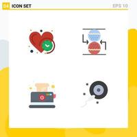 4 Thematic Vector Flat Icons and Editable Symbols of clock toast time effective breakfast Editable Vector Design Elements