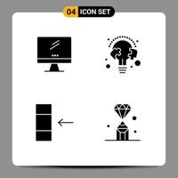 paquete de iconos de vector de stock de 4 signos y símbolos de línea para bulbo de computadora imac aprender datos elementos de diseño de vector editables