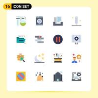 Set of 16 Modern UI Icons Symbols Signs for office document email thermometer fever Editable Pack of Creative Vector Design Elements