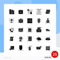 25 Universal Solid Glyphs Set for Web and Mobile Applications debit card online direct payment center Editable Vector Design Elements