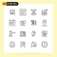 Modern Set of 16 Outlines Pictograph of develop code pencil c up Editable Vector Design Elements