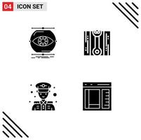 Set of 4 Modern UI Icons Symbols Signs for visualize man monitoring fix browser Editable Vector Design Elements