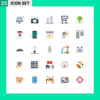 conjunto de 25 iconos modernos de la interfaz de usuario símbolos signos para la ubicación del árbol tablero de arquitectura rascacielos elementos de diseño vectorial editables vector