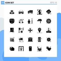 25 User Interface Solid Glyph Pack of modern Signs and Symbols of setting tree car holiday truck Editable Vector Design Elements
