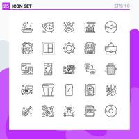 25 Creative Icons Modern Signs and Symbols of line graph sms chart direction Editable Vector Design Elements