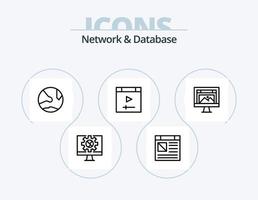 Network And Database Line Icon Pack 5 Icon Design. network. connection. setting. storage. hosting vector