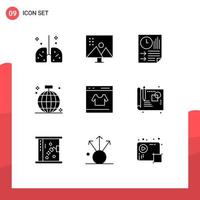 Solid Glyph Pack of 9 Universal Symbols of club ball photo editing report page Editable Vector Design Elements