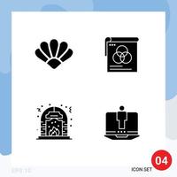 Set of 4 Modern UI Icons Symbols Signs for clams culture crypto currency wallpaper fire Editable Vector Design Elements