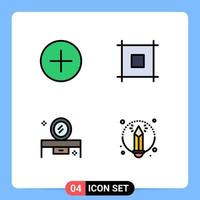 Modern Set of 4 Filledline Flat Colors Pictograph of add dressing table multimedia web mirror table Editable Vector Design Elements