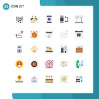 25 User Interface Flat Color Pack of modern Signs and Symbols of connection table selling swap play Editable Vector Design Elements