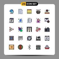 Set of 25 Modern UI Icons Symbols Signs for database soup console food mixer Editable Vector Design Elements