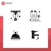 4 User Interface Solid Glyph Pack of modern Signs and Symbols of laser pallater fitness medicine tapwater Editable Vector Design Elements