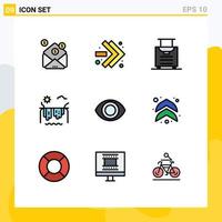 Universal Icon Symbols Group of 9 Modern Filledline Flat Colors of arrows view luggage eye sun Editable Vector Design Elements