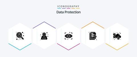 Data Protection 25 Glyph icon pack including security. cloud. scan. security. network vector