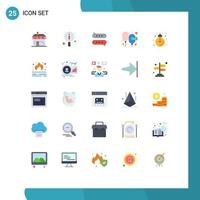 Pack of 25 Modern Flat Colors Signs and Symbols for Web Print Media such as idea rate chat payable duties Editable Vector Design Elements