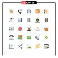 25 User Interface Flat Color Pack of modern Signs and Symbols of business e info commerce box Editable Vector Design Elements