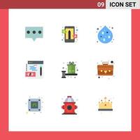 Pictogram Set of 9 Simple Flat Colors of present box pollution balance programming Editable Vector Design Elements