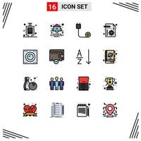 Set of 16 Modern UI Icons Symbols Signs for gadgets setting computers file business Editable Creative Vector Design Elements