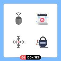 Set of 4 Commercial Flat Icons pack for mouse winter letter christmas locked Editable Vector Design Elements