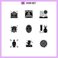 paquete de iconos de vector de stock de 9 signos y símbolos de línea para elementos de diseño de vector editables de hipoteca de casa de préstamo de codificación de plano de ventana