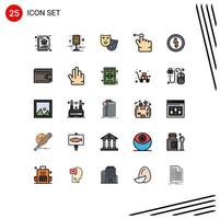 Universal Icon Symbols Group of 25 Modern Filled line Flat Colors of charge gesture pin finger theater Editable Vector Design Elements