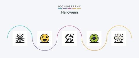 Halloween Line Filled Flat 5 Icon Pack Including cross. horror. halloween. halloween. eye vector