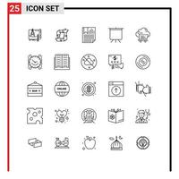 paquete de iconos de vector de stock de 25 signos y símbolos de línea para elementos de diseño de vector editables de marcador de página de colaboración de papel de tablero