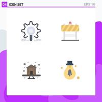 User Interface Pack of 4 Basic Flat Icons of engine premium research board house Editable Vector Design Elements