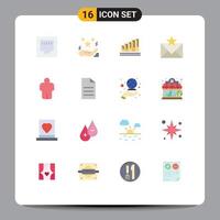 Pack of 16 Modern Flat Colors Signs and Symbols for Web Print Media such as man favorites analytics envelope communication Editable Pack of Creative Vector Design Elements