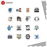 paquete de iconos de vector de stock de 16 signos y símbolos de línea para computadora de meditación informe de computadora portátil femenina elementos de diseño de vector creativo editable