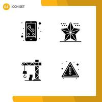 4 Universal Solid Glyph Signs Symbols of call architecture smart phone event crane Editable Vector Design Elements