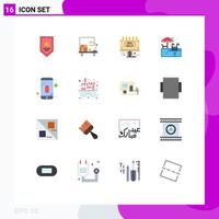 16 Flat Color concept for Websites Mobile and Apps security bug info swimming water Editable Pack of Creative Vector Design Elements