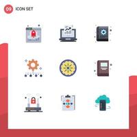 Set of 9 Modern UI Icons Symbols Signs for work plan team performance computer team management notes Editable Vector Design Elements