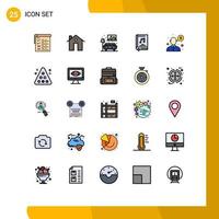 25 Creative Icons Modern Signs and Symbols of video multimedia construction book image Editable Vector Design Elements