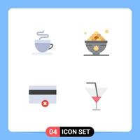 4 Universal Flat Icon Signs Symbols of coffee money dates lunch drink Editable Vector Design Elements