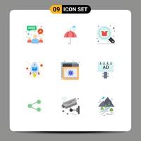 Pictogram Set of 9 Simple Flat Colors of seo envelope weather email shop Editable Vector Design Elements