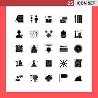 25 Universal Solid Glyphs Set for Web and Mobile Applications check camera management photos images Editable Vector Design Elements