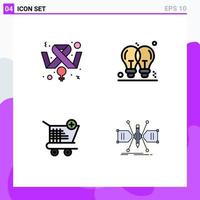 4 User Interface Filledline Flat Color Pack of modern Signs and Symbols of awareness cart feminism light shop Editable Vector Design Elements