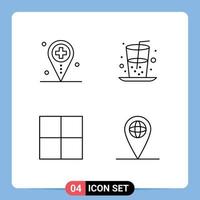 Universal Icon Symbols Group of 4 Modern Filledline Flat Colors of health grid map drink geo Editable Vector Design Elements