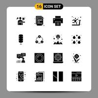 User Interface Pack of 16 Basic Solid Glyphs of sport commentator interface treadmill gym Editable Vector Design Elements