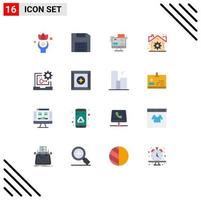 Pictogram Set of 16 Simple Flat Colors of settings estate gadget online dialog Editable Pack of Creative Vector Design Elements