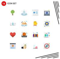 16 Universal Flat Color Signs Symbols of user engineer water employee payment Editable Pack of Creative Vector Design Elements