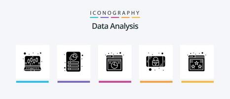 paquete de iconos de glifo 5 de análisis de datos que incluye calificación. seguridad de datos. análisis web. cerrar. datos. diseño de iconos creativos vector