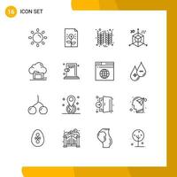 conjunto de 16 iconos de ui modernos símbolos signos para programar desarrollo inversión diseño trigo elementos de diseño vectorial editables vector